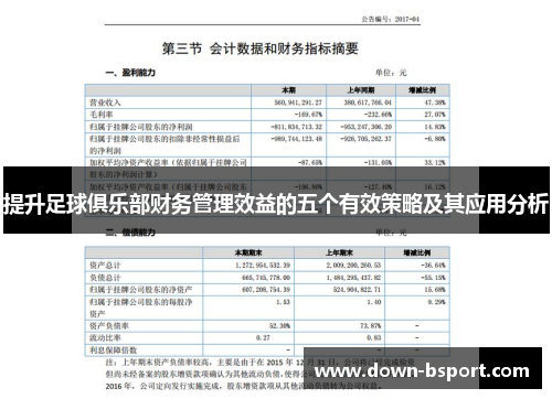 提升足球俱乐部财务管理效益的五个有效策略及其应用分析